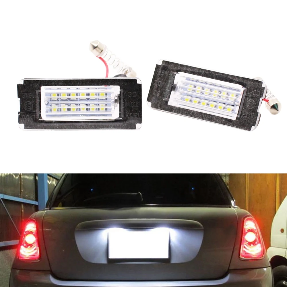 2Pcs LED Number License Plate Light No Error License Plate Light Lamps for BMW Mini Cooper R56 2006 - 2012