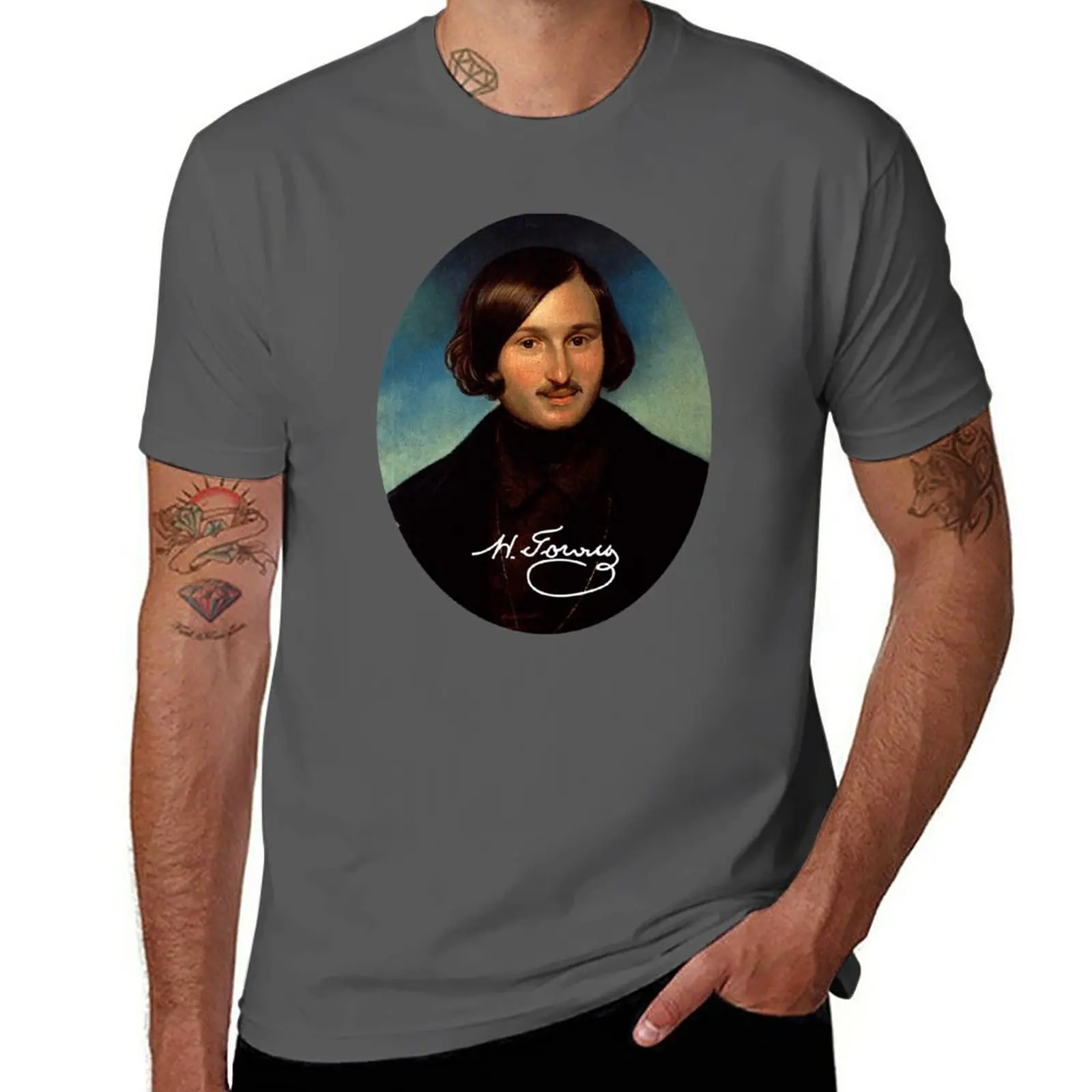 New Nikolai Vasilievich Gogol With Signature T-Shirt vintage clothes summer tops workout shirts for men