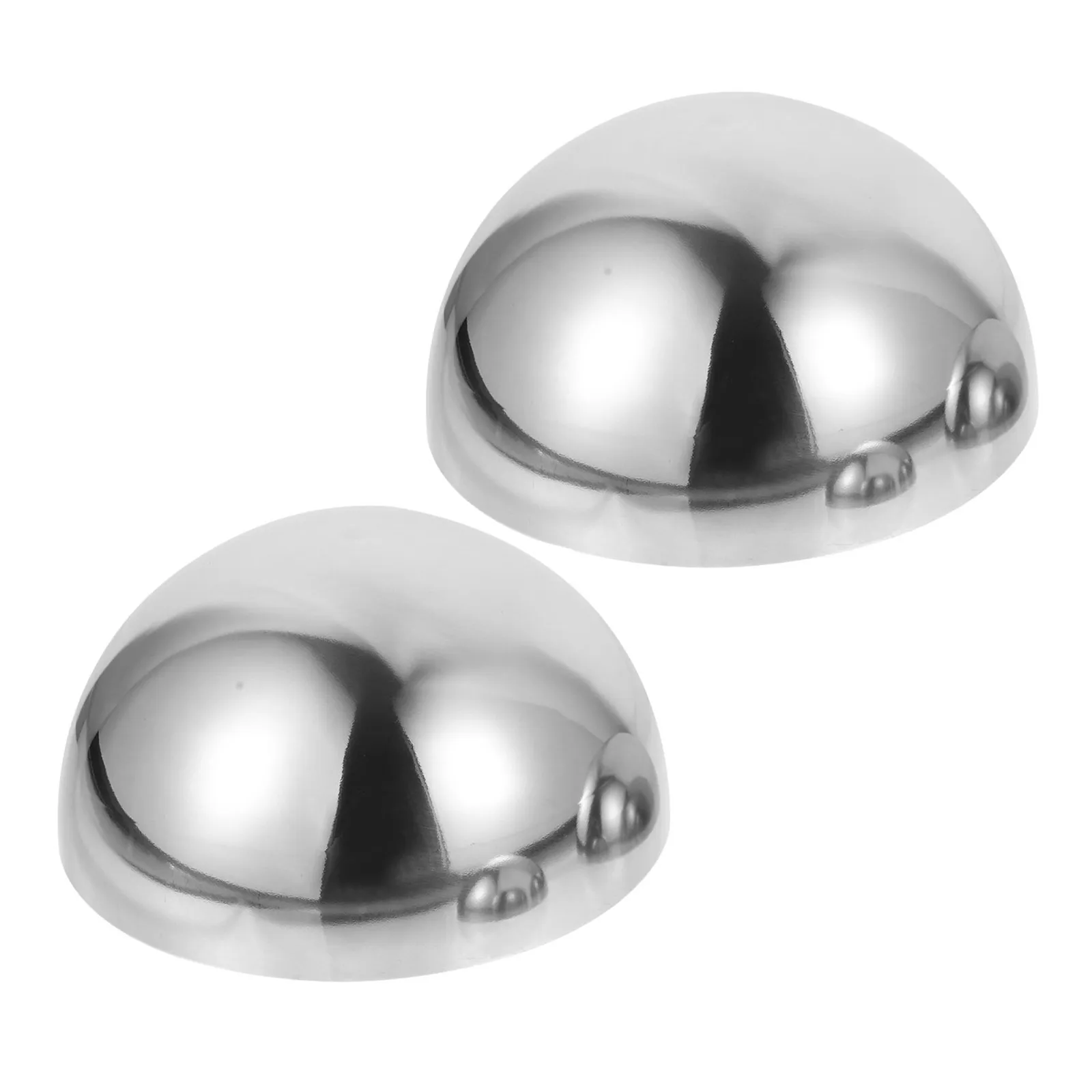 2Pcs Stainless Steel Garden Mirror Spheres Polished Half Hollow Gazing Balls Reflective Outdoor Decorative Sphere Lawn Ornaments