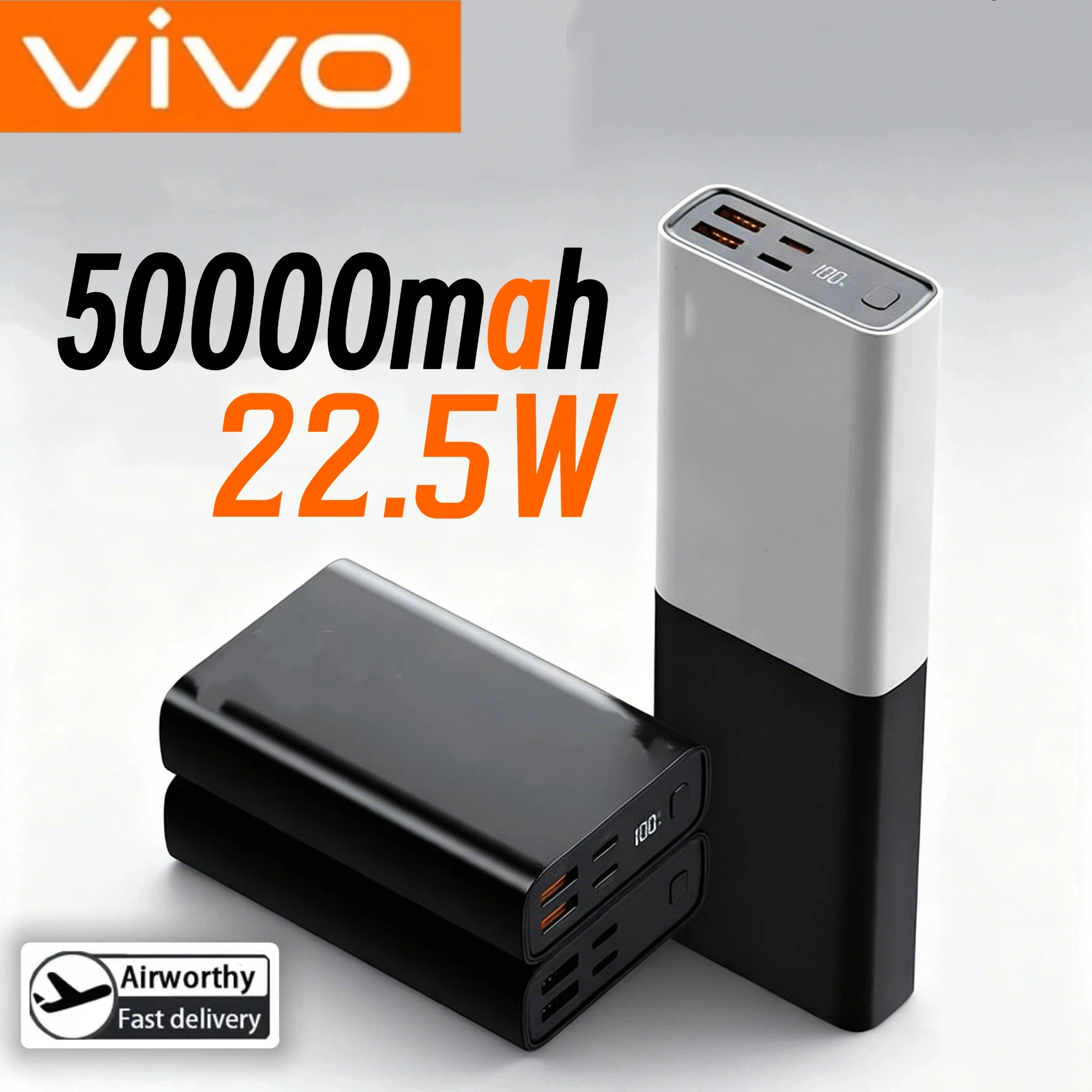 VIVO 50000mAh باور بانك سعة كبيرة شحن سريع شاحن محمول بطارية خارجية آيفون شاومي الهاتف المحمول 2026 #2