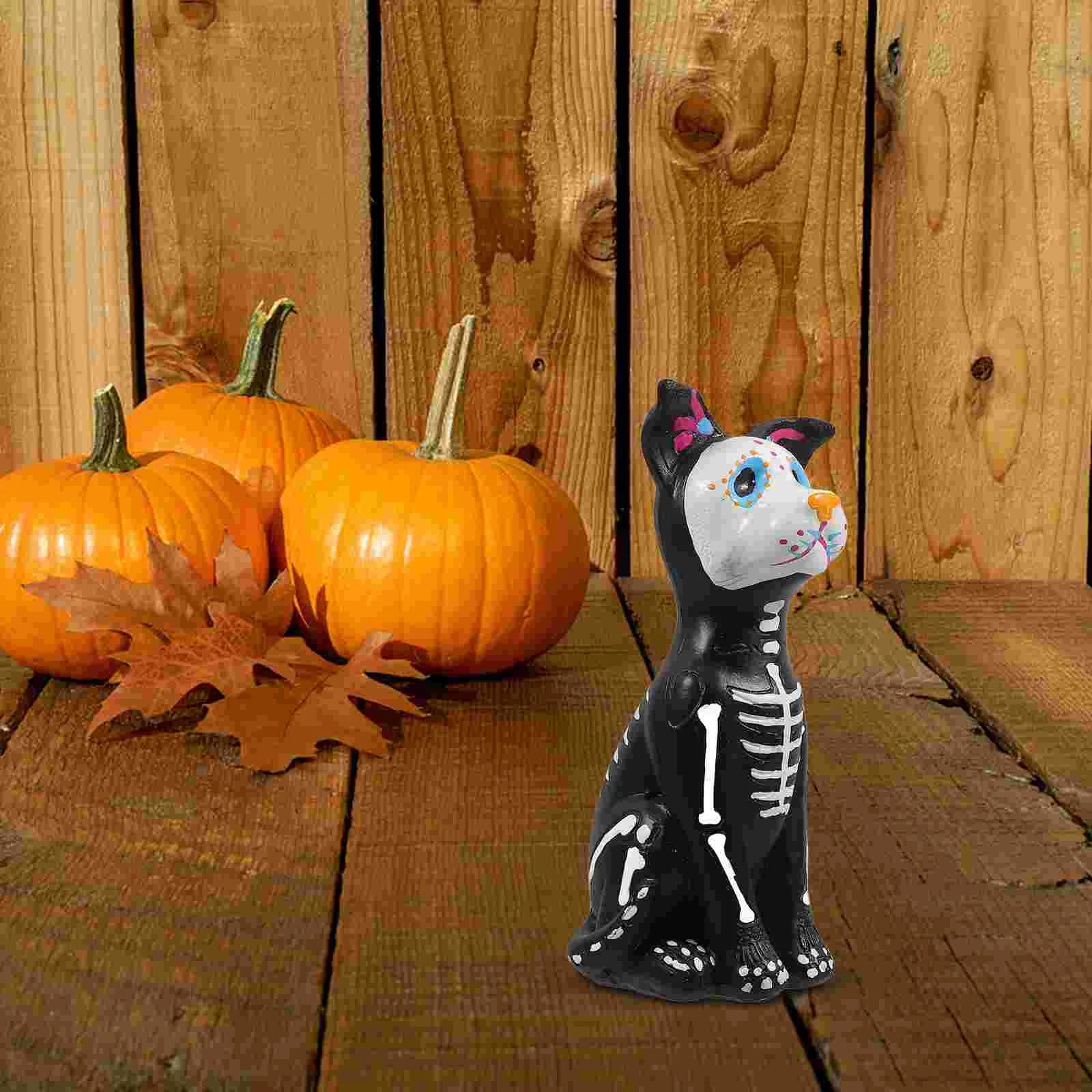 Ornaments Statue Halloween Party Toys Child Decor Figurines 1400X630X620CM Resin Day of The Dead Cat Decorative