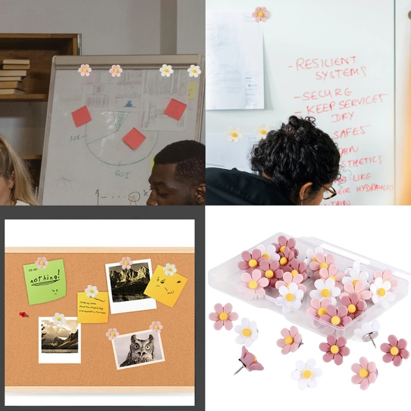 20/30 Chiếc Hoa Đẩy Chân Nút Chai Bảng Thông Báo Trang Trí Ngón Tay Cái Đinh Bản Đồ Chân Để Hiển Thị Hình Ảnh Note Ghi Nhớ Tập