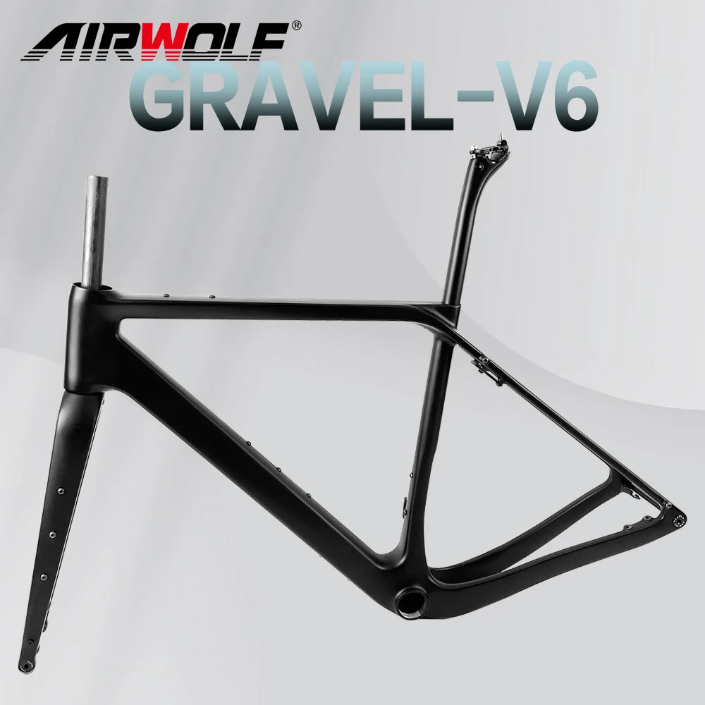 

Airwolf Carbon Gravel Frame 700C*50C UDH Derailleur Hanger Cyclocross Bike Frame T47 Disc Brake Bicycle Frameset 142*12mm