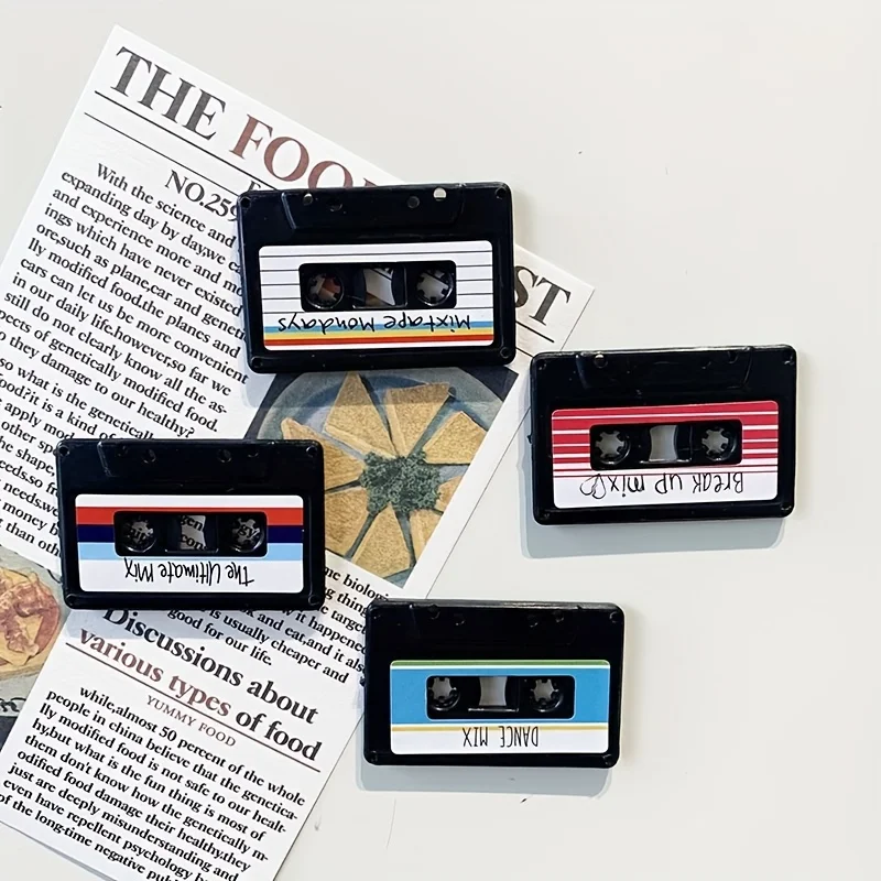 4pcs Retro Cassette Tape Magnet Set - Vintage Record Fridge Magnets Home Decor, Perfect Gift for All Music Lovers