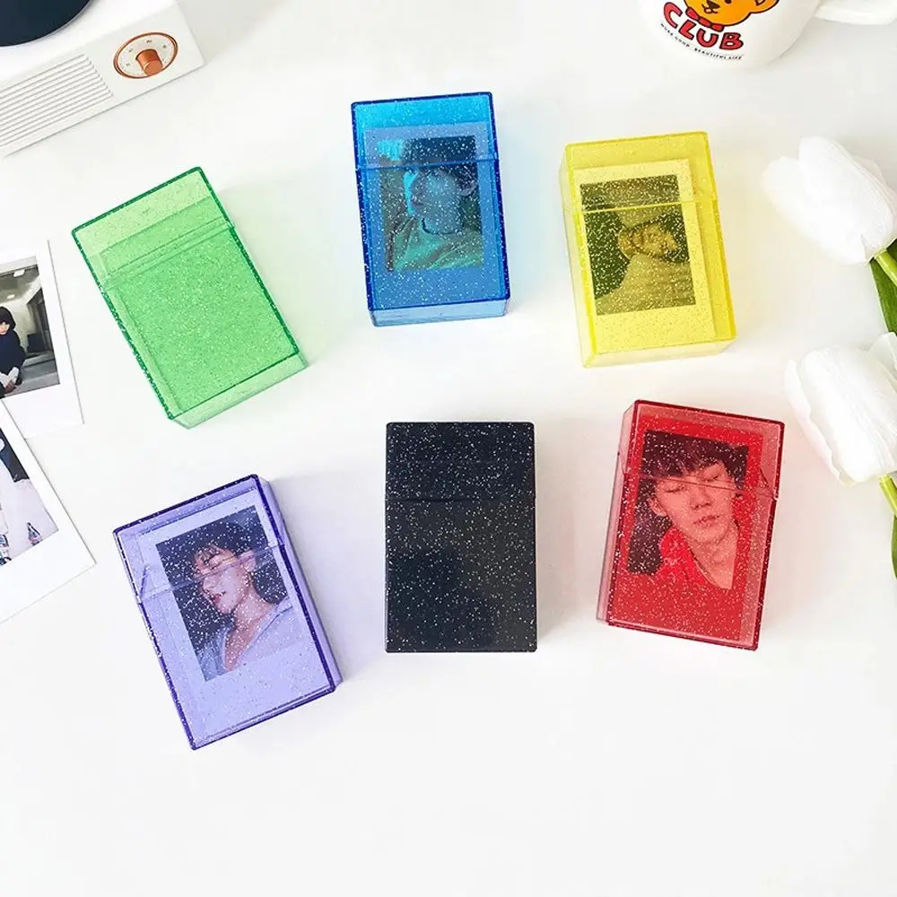 for Polaroid Albumes Blingbling Transparent Idol Postcards Storage Box Photo Cards Album Photocard Holder Photo Storage Box