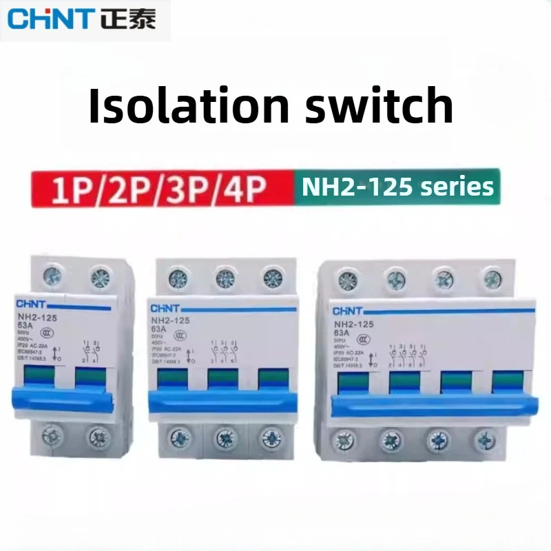 Genuine CHNT NH2-125 Knife Switch - 63A/100A/125A 1P-4P  Anti-Corrosion for Industrial Distribution