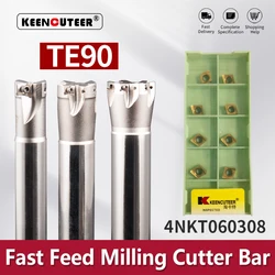 4NKT060308 çift taraflı dik açılı freze kesicisi insert için kullanılan 90 derece 4NTE90 hızlı besleme freze kesicisi bar