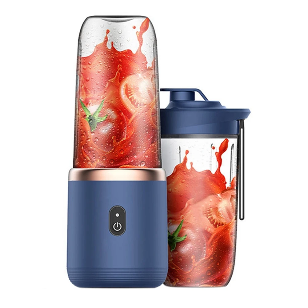 เครื่องปั่นน้ำผลไม้6ใบพร้อมเครื่องปั่นผลไม้ขนาดพกพาและฝา USB แบบพกพาชาร์จได้ mesin mikser น้ำผลไม้ขนาดเล็ก (สีชมพู)