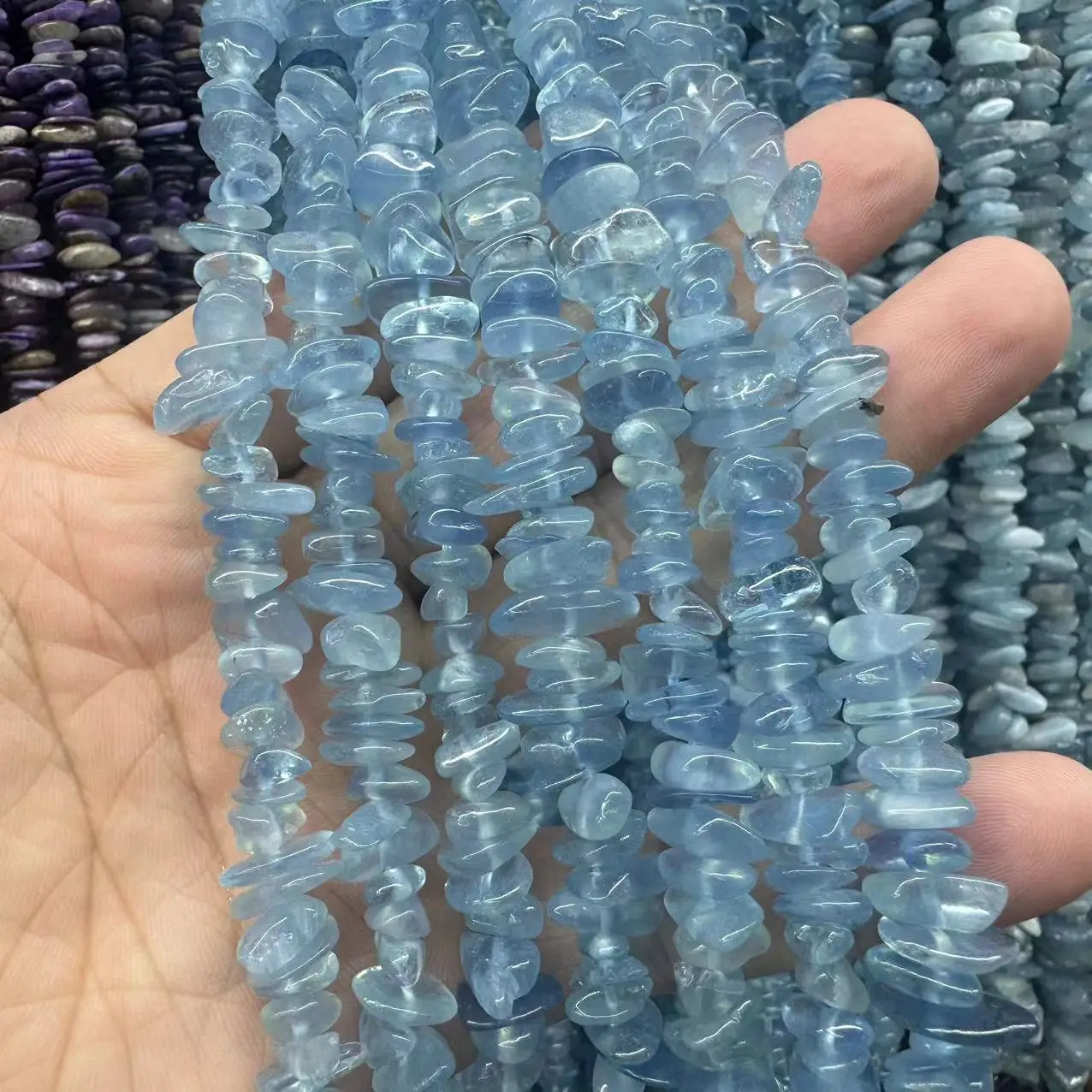 

6-7mm Chip Natural Aquamarine Stone Natural Gemstone Diy Loose Beads For Jewelry Making Strand 15" Wholesale