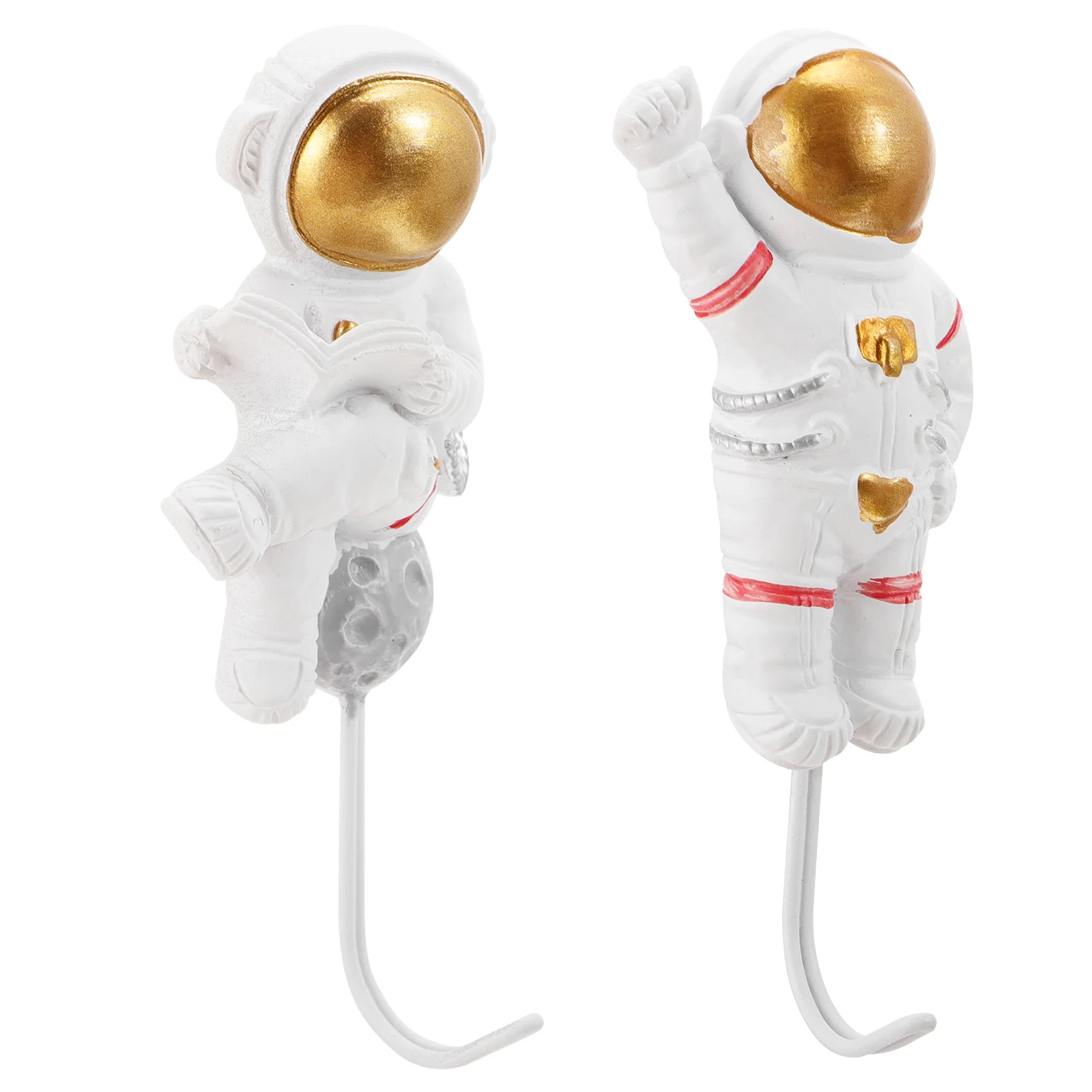 2 Pcs Astronaut Hook up Hooks Coat Hanger Wall-mounted Economic Household Ware Resin Portable Clasp