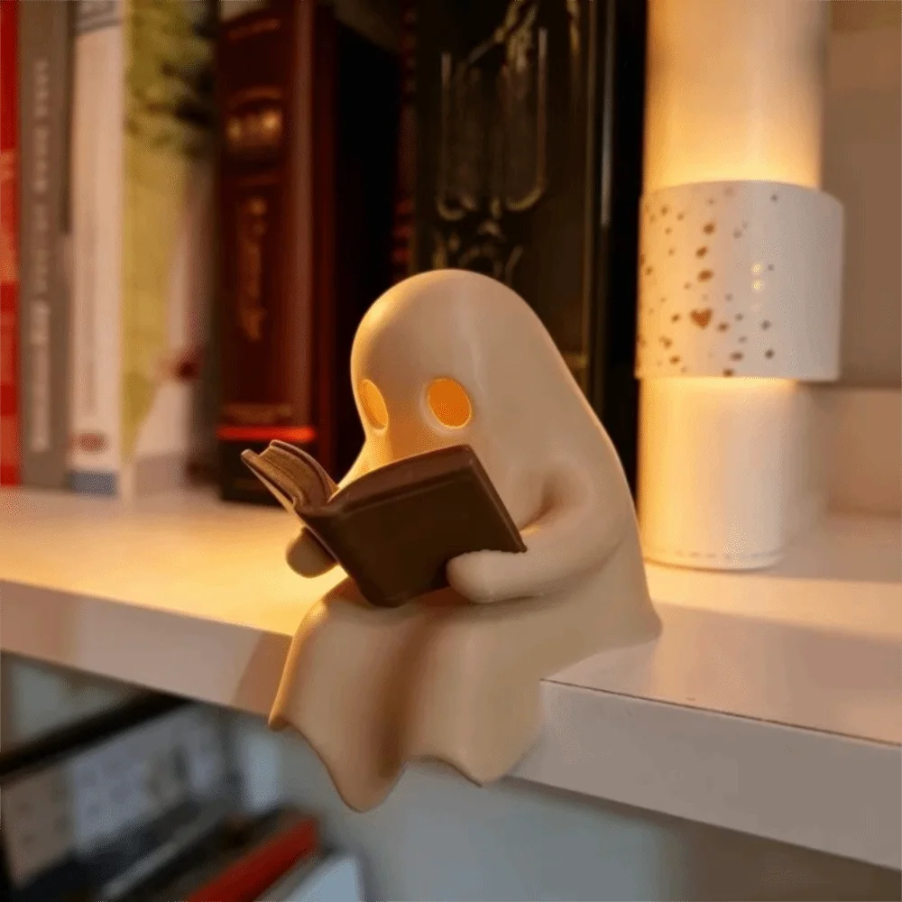 LED Warm Light Halloween Ghost Reading Lamp Energy-efficient Plastic Ghost Reading Desktop Ornament Low-energy-consumption