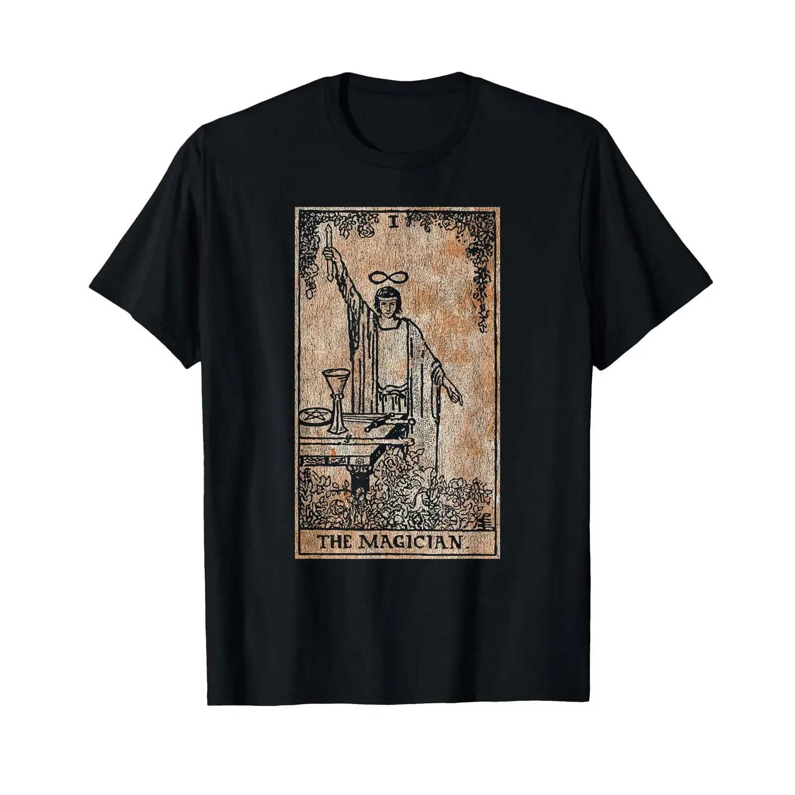 The Magician Tarot Card Vintage Distressed Occult Magic T Shirt vintage Washed Stretched designer clothes Unisex Soft fashion