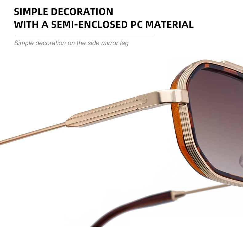 Steampunk Rechteckige Sonnenbrille für Herren 2026 Luxusmarke Retro Punk Sonnenbrillen für Männer Vintage Doppelbalken-Brillen UV400-Schutz – Detail 8