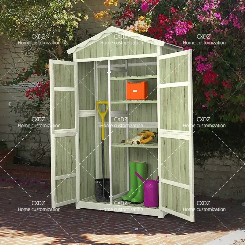 Outdoor small yard storage cabinet Outdoor waterproof sunscreen locker Garden tool room Garden tool cabinet Gardening storage