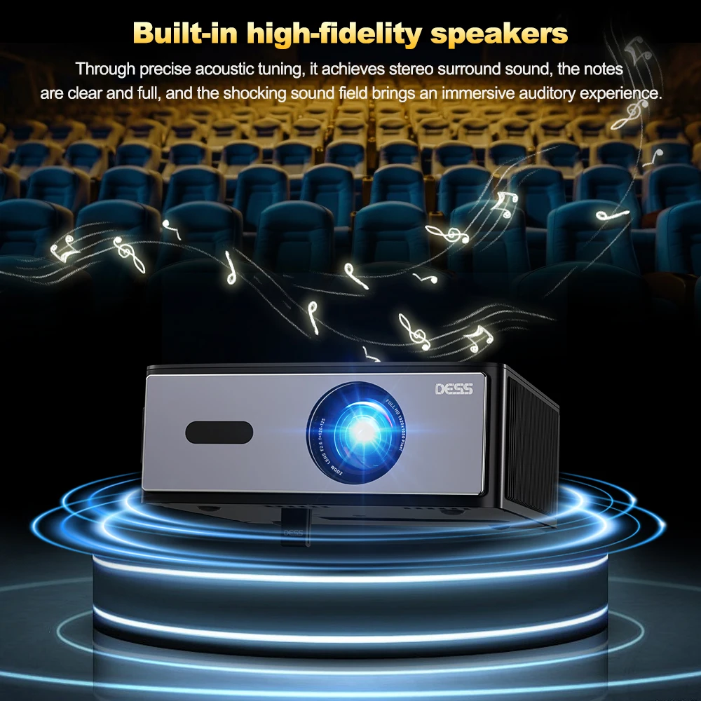 DESS 1080P 4K-Projektor in nativer Bildqualität mit Autofokus, intelligenter Sprachsteuerung und Unterstützung für Heimkino-Projektoren und 3D – Detail 6