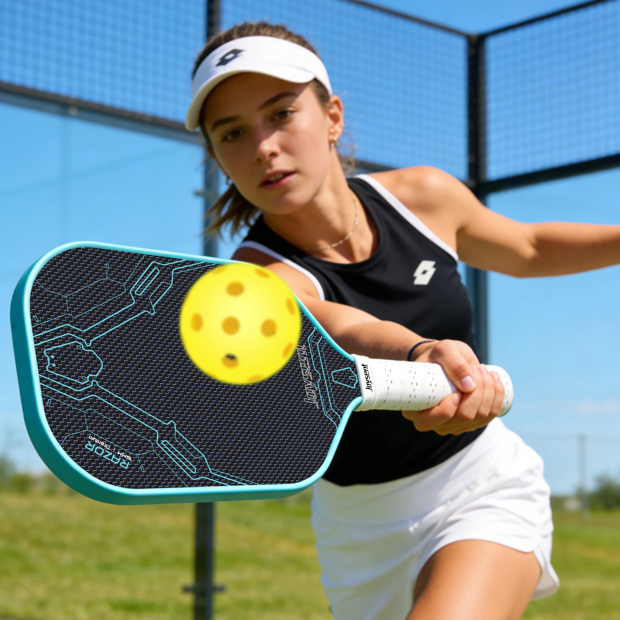 Joysent Pickleball Paddle Titanium Carbon Fiber Weave Surface Pickleball Racket For Spin&Control 16mm PMI Gen4 Core Thermoformed