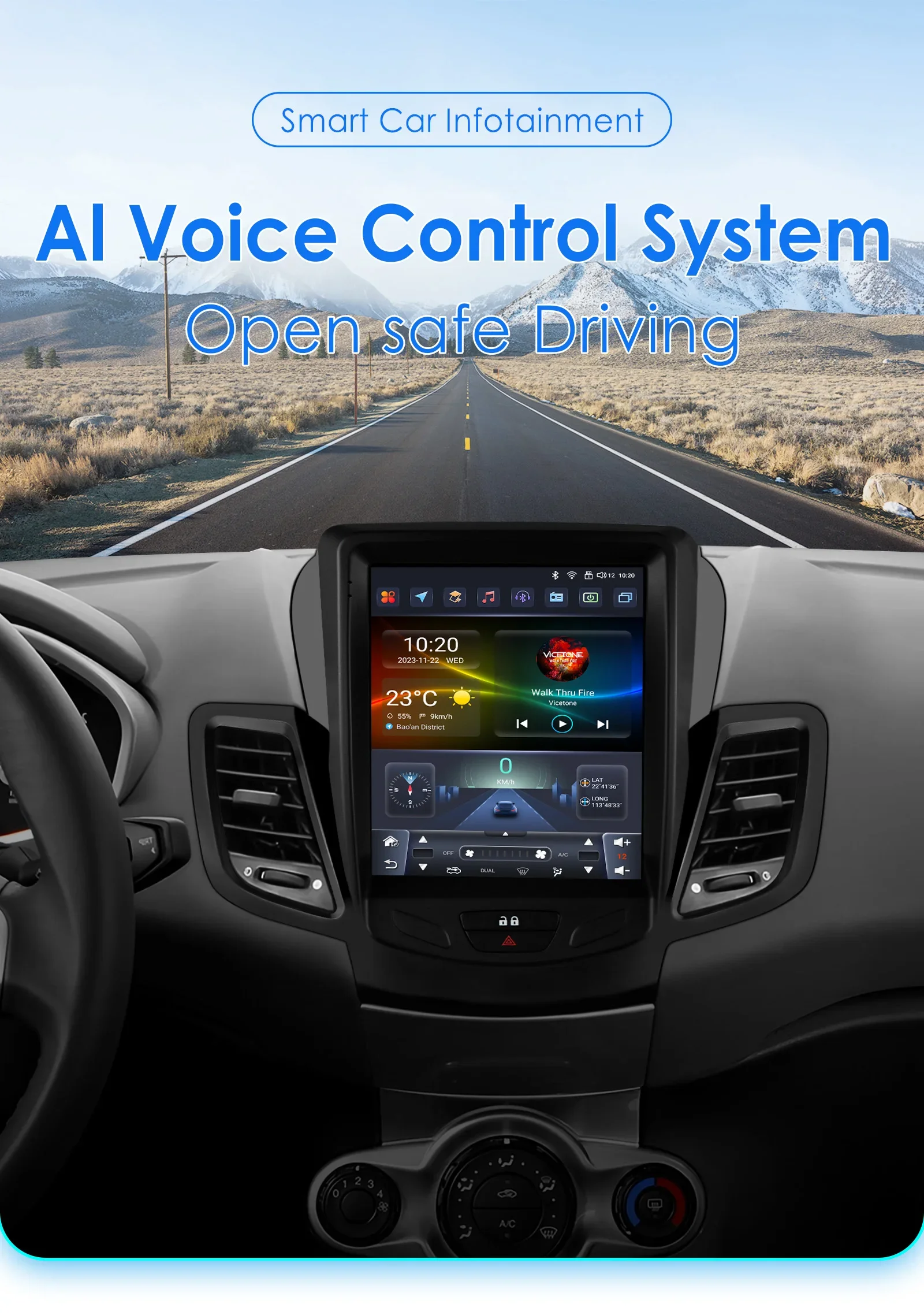 Hizpo 2Din Android 14 Auto-Multimedia-Player für Ford Fiesta MK7 2009–2016 GPS Carplay 4G AI Intelligenter Bildschirm Autoradio 360 Cam – Detail 5
