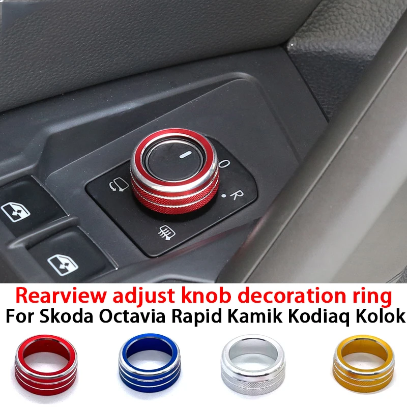 Rearview Mirror Adjust Knob Decoration Ring Trim Cover For Skoda Octavia Rapid Kamik Kodiaq Kolok Interior Accessories Refit