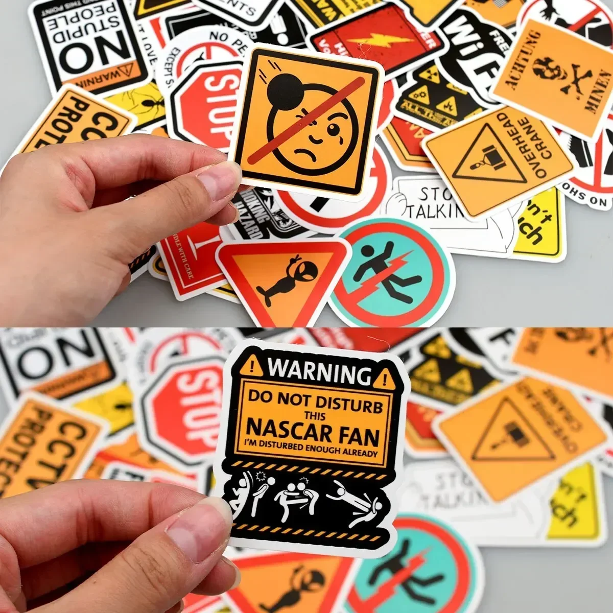 

50pcs Cartoon Warning Stickers Danger Banning Skateboard Guitar Laptop Motorcycle Car Classic Toy Cool Decals Sticker