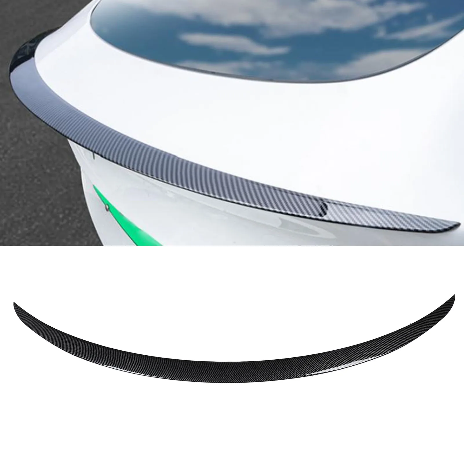 

Спойлер заднего багажника автомобиля в спортивном стиле — замена накладки на заднюю губу багажника для Tesla Model Y 2020–2023, яркое углеродное волокно