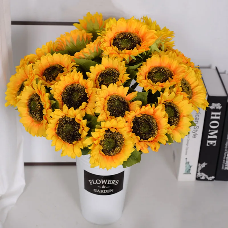 3/5/10pcs Sunflower Decoration Artificial Sunflower Flower Realistic Silk Daisies for Home Flower Arrangement Wedding Party