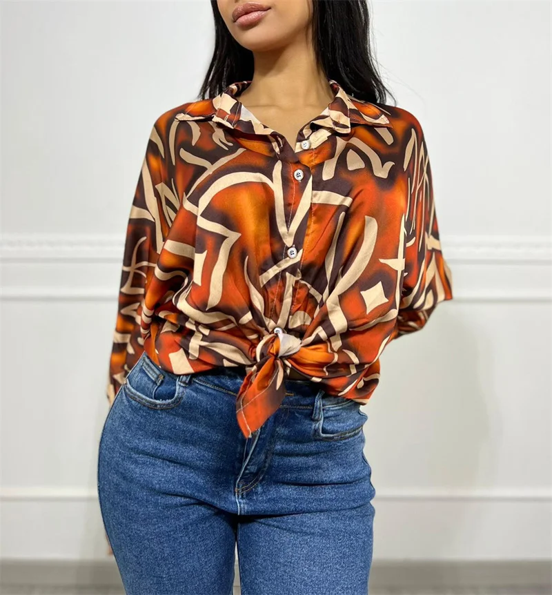 Haut Vintage Shirts for Women Casual Long Sleeve Button Up Work Shirts Blouses Top Y2k Clothes Streetwear Camisas E Blusas