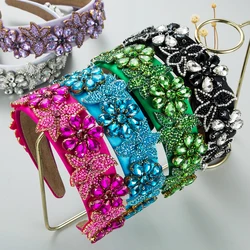 European and American Fashion Trend New Fabric Rhinestone Crystal Headband Women's Retro Baroque Bright Hair Band