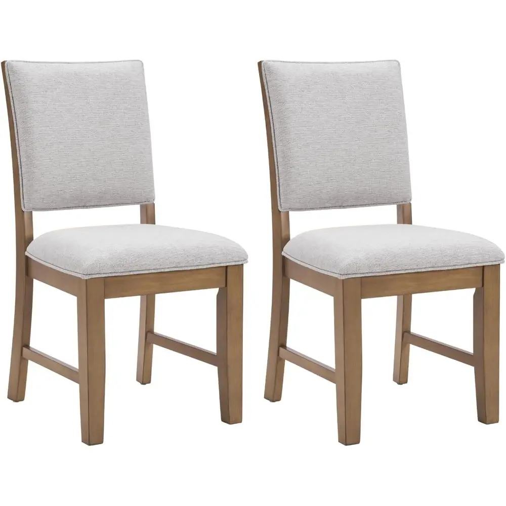 

Upholstered Arm Dining Chairs Set of 2, Linen Grey with Walnut Legs, Cushioned Back, Suitable for Kitchen or Dining Table