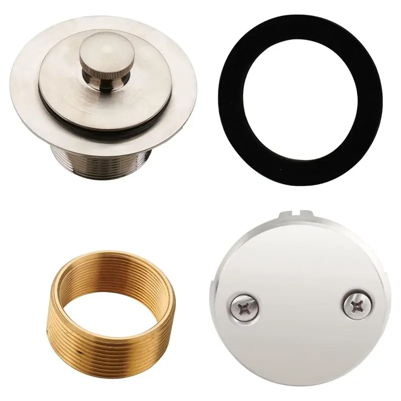 

Универсальный сменный комплект для слива воды в ванне — включает в себя накладку для перелива с двумя отверстиями, для установки в ванну, с мелкой/крупной резьбой.