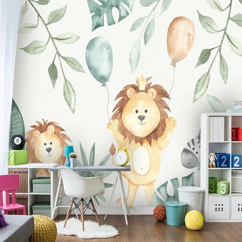 

Modern Tropical Plant Lions Photo Wallpaper 3D Wall Mural Living Room Children's Room Backdrop Home Decor Wall Cloth Papel Tapiz