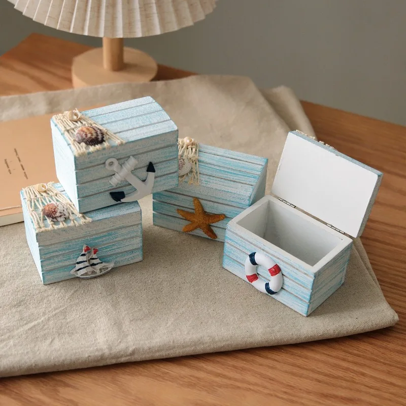 Ocean Fresh Theme Undersea Treasure Box Mini Small Box Small Mediterranean Style Beach Chair Decorative Ornament Shooting Props