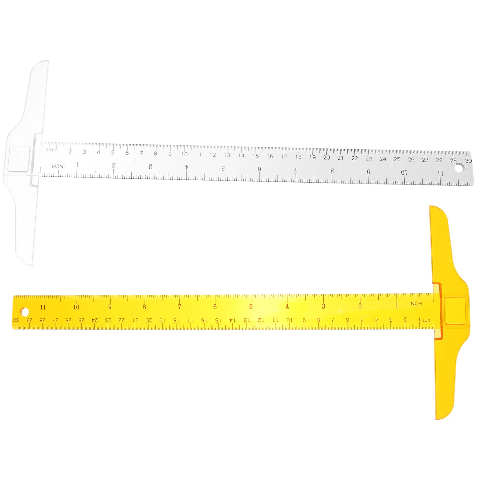 

2Pcs T-Square Ruler Transparent Plastic Measuring Straight Edge High Accuracy for Engineering Architecture School Office Use
