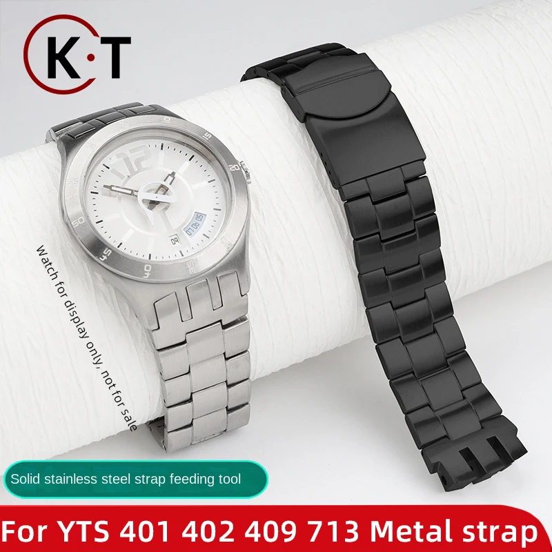 For Swatch YTS watchband YTS401 YTS402 403 409 YTS713 YTB400 stainless steel strap 20mm metal strap silver bands bracelet tools