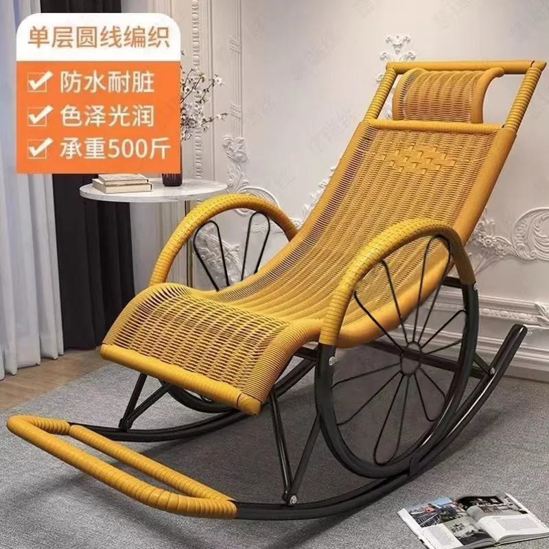 

Кресло-качалка из искусственного ротанга, летнее незаменимое Интернет-знаменитости для взрослых, кресло-качалка для сидения на открытом воздухе, металлический железный каркас