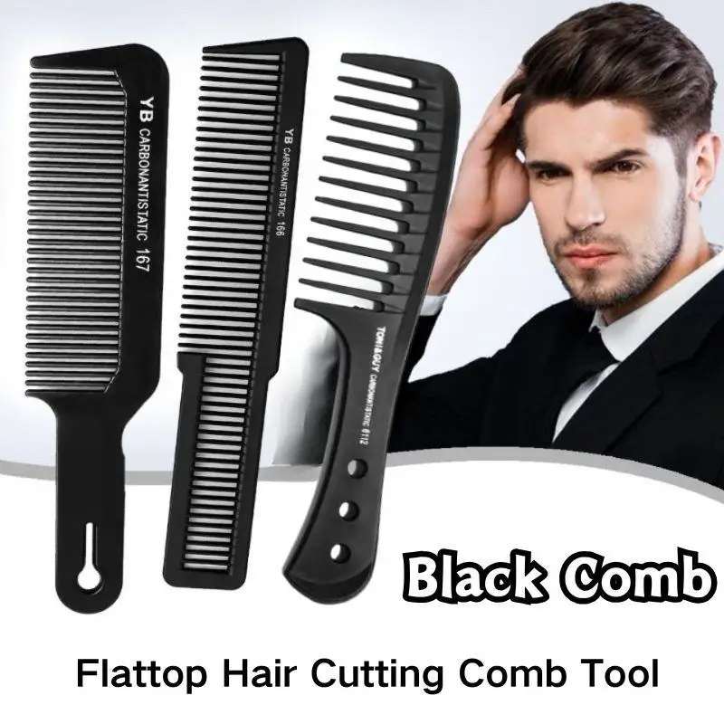 

Black Flattop Hair Cutting Comb Wide Tooth Cut Hair Brush Professional Women Mens Thicken Barber Salon Hair Comb Hairdressing