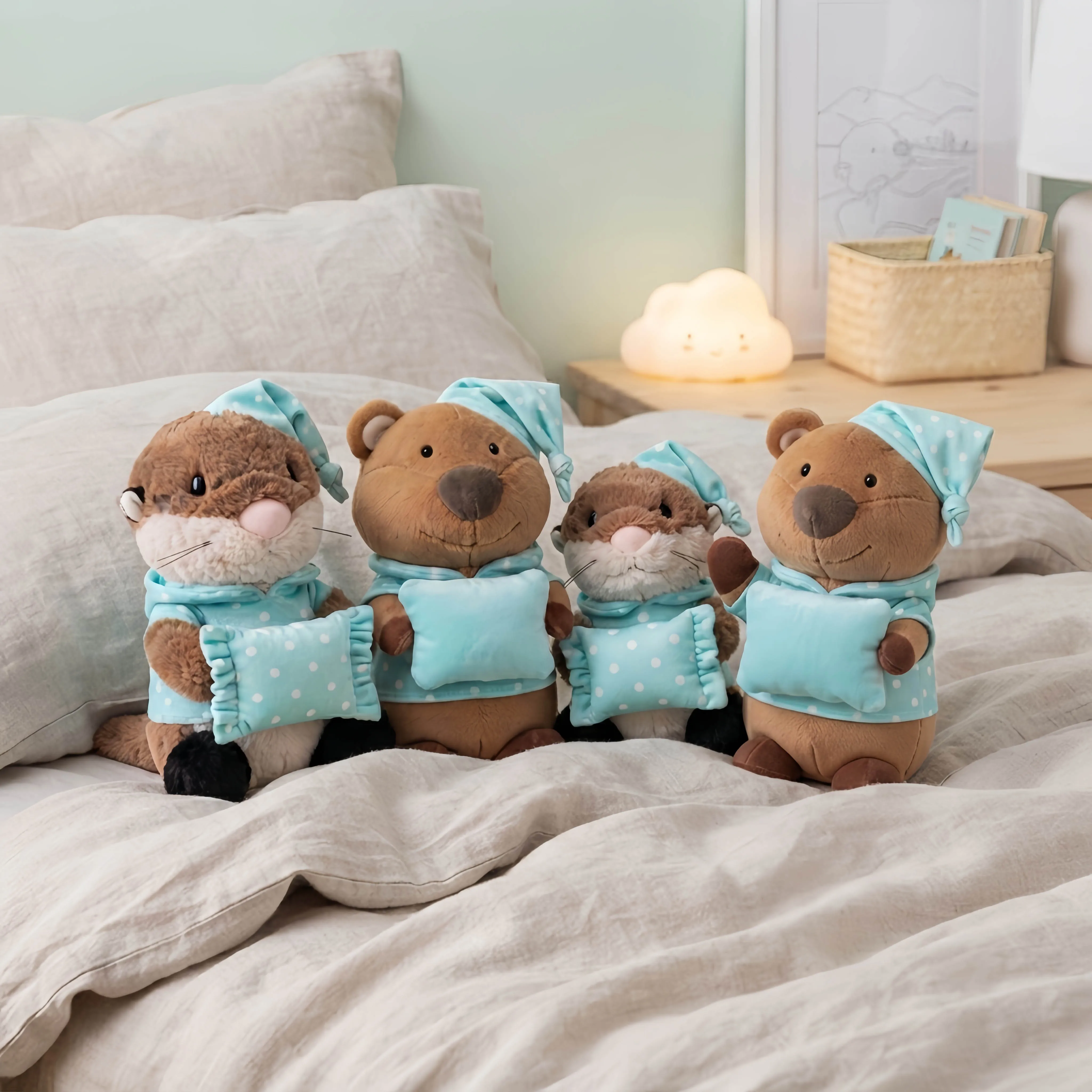 29cm Cute Sleepwear Beaver Capybara Plush Toy Kawaii Animal Stuffed Doll Soft Fluffy Home Decor Toys Adorably Birthday Gift