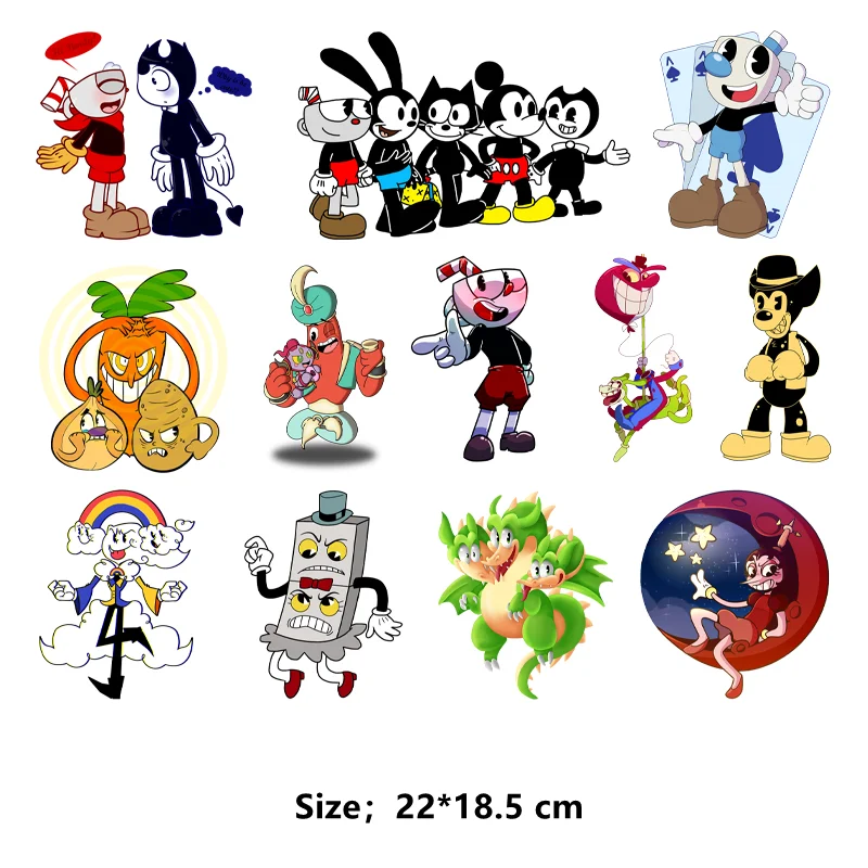 Kids Game Cuphead Patches for clothes iron on transfer DIY children printing for clothes vinyl stickers