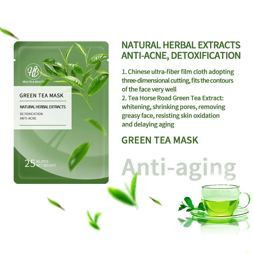 1pc Anti Acne Green Tea Patches Oil Control Pore Cleansing Moisturizing Skin Care Pimple Blackhead Remove Sheet Facial Mask