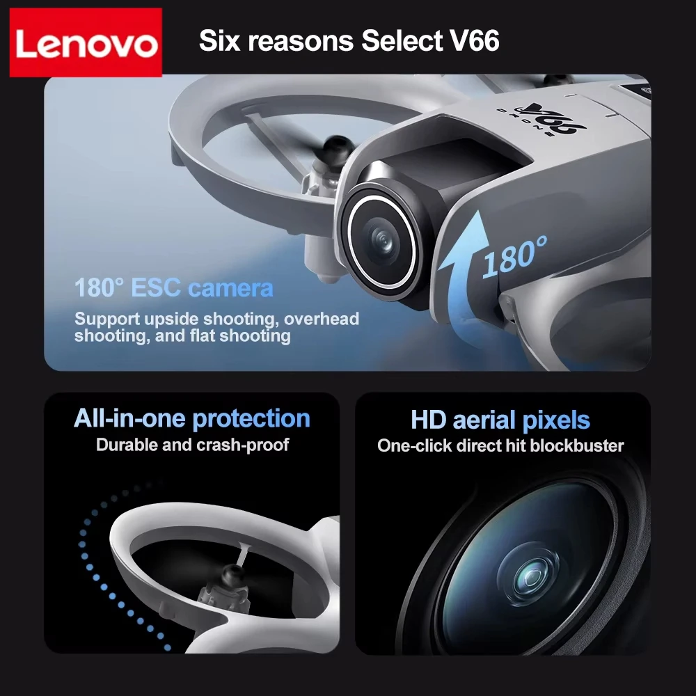 Lenovo V66 Mini GPS RC Aerial Drone 8KHD Professinal Wide Camera Foldable Intelligent Obstacle Avoidance Brushless Motor Drones