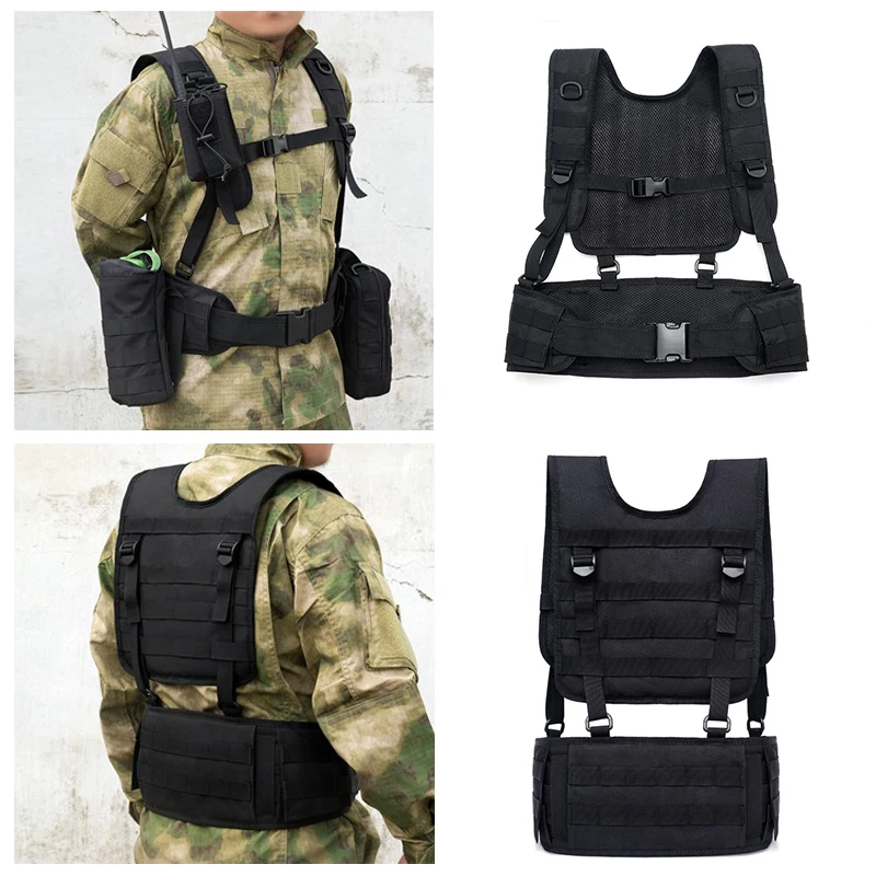 Chaleco táctico Molle, faja de combate, paquete Molle, portador de bolsa Airsoft, cinturón extraíble, equipo de caza CS Wargame