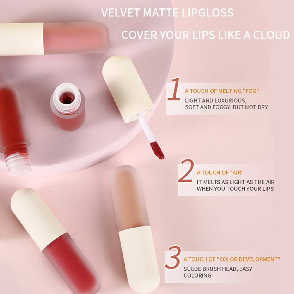 

Private Label Matte Lip Glaze 6-color Lipgloss Non-stick Cup Pigment Non-fading Liquid Lipstick Custom Logo Light Makeup