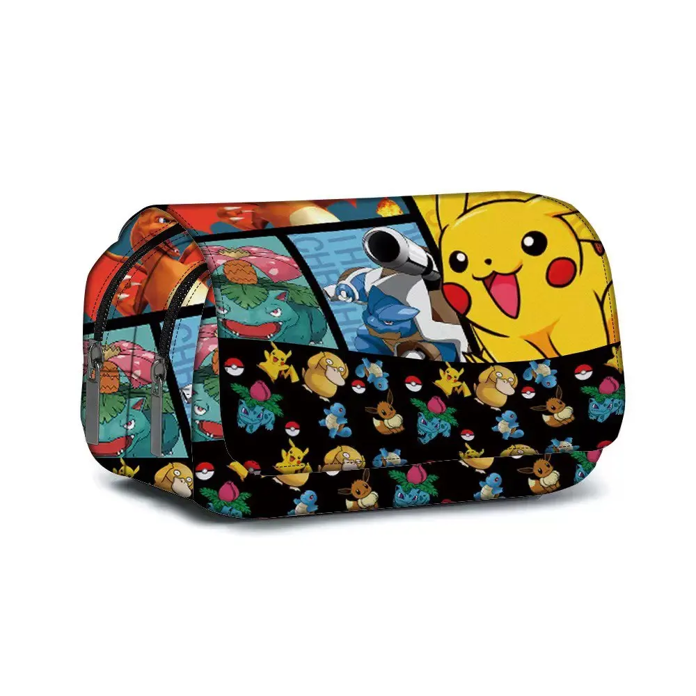 

Сумки для канцелярских принадлежностей с изображением покемонов, карманный пенал Monster Learn, студенческий портативный чехол для ручек, нейлоновый материал, Пикачу, детские подарки, аниме-игрушки