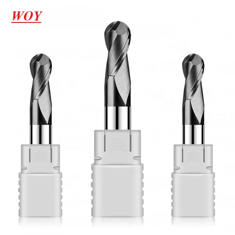 WOY HRC55 2-Fluit Frees Wolfraamstaal Carbide Zwart Nano Coating Kogelfrees CNC Mechanische Bewerking Endmills