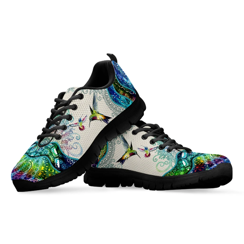 Gorgeous Marble Design Green Hummingbird Print Lightweight Lace-up Shoes Fashion Casual Shoes Basketball Shoes