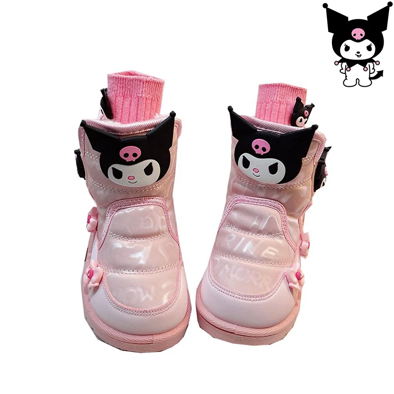 Winter Kawaii Sanrio Kuromi Boots Children Cute Girls Winter Cold Resistant Windproof Waterproof Fashion Cotton Shoes New Style