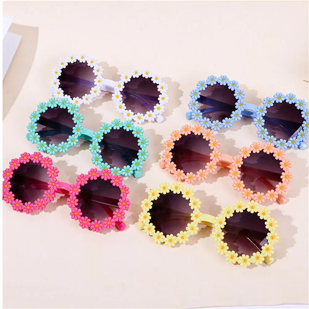 1Pc Fashion Kids Round Flower Sunglasses Cute Children Daisy Sunglasses Girls Boys Sport Shades Outdoor Sun Protection Eyewear