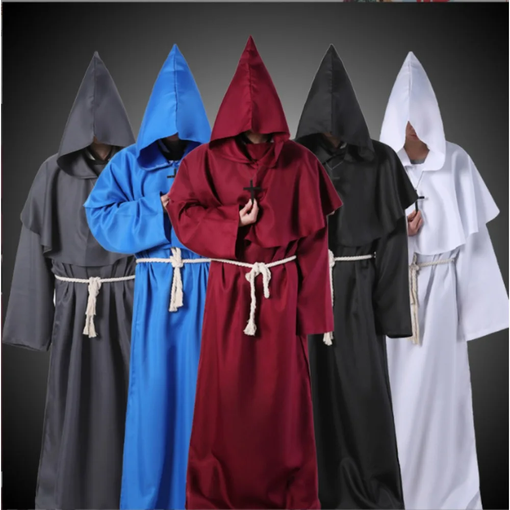 

Medieval Monk Cosplay Costume Stage Performance Man Women Monk Robe Wizard Clothing Priest Clothing Halloween Party Clothes