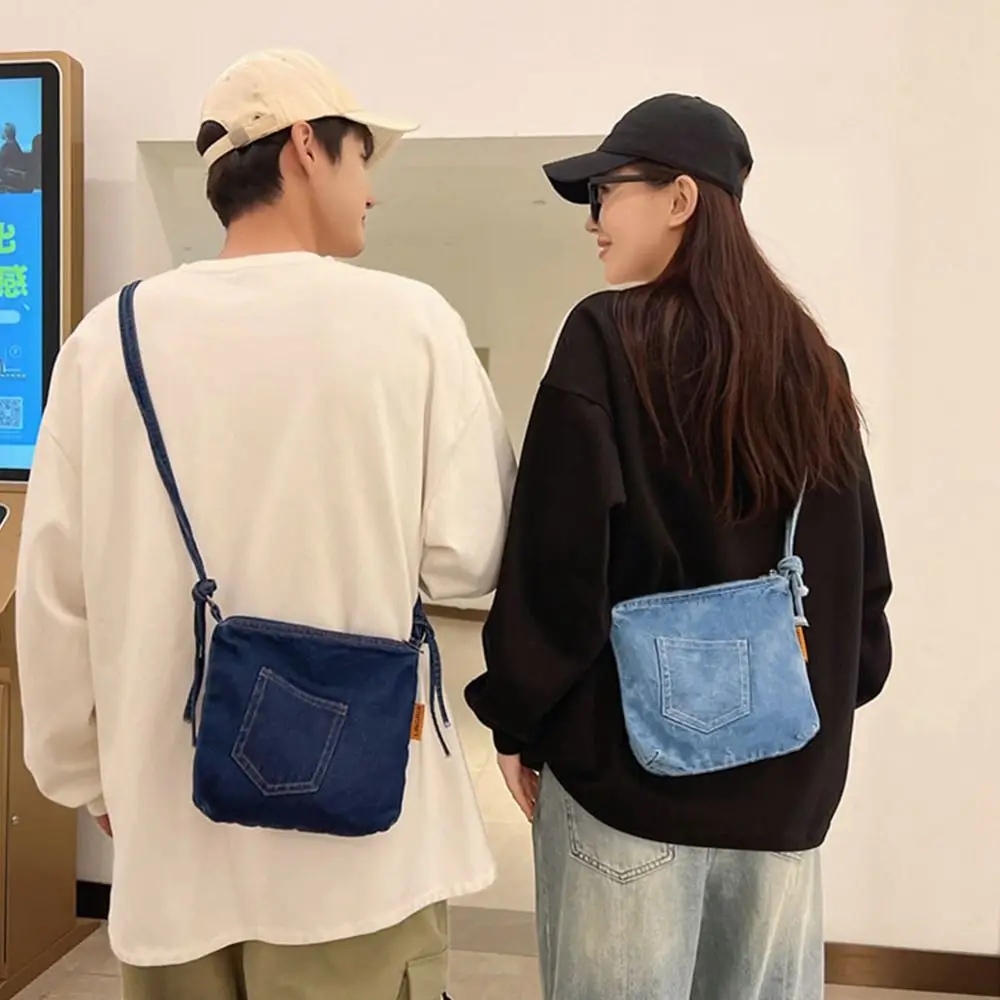 

Casual Y2K Denim Canvas Bag Street Style Large Capacity Vintage Handbag Solid Color Shopping Bag Solid Crossbody Bag Girl