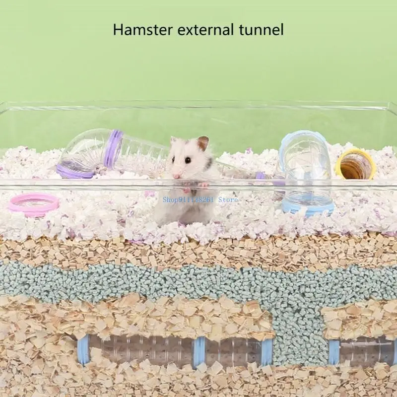 

H05E Hamster Rodents Tunnel Toy Gerbil Tunnel Clear Excercise Toy Tube for Ferrets