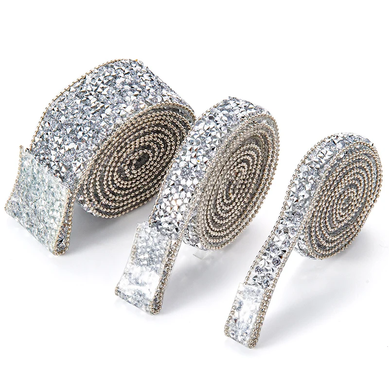 10/15/30mm 1Yard Self Adhesive Resin Rhinestone Ribbon Diamond Ribbon Crystal Roll Glitter Diamond Belt Bling For DIY Art Craft